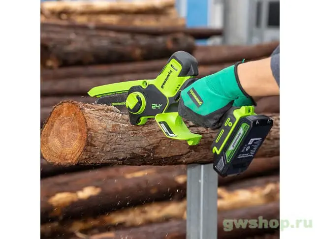 24V enoročna verižna žaga z 2Ah baterijo in polninikom G24MCS10K2